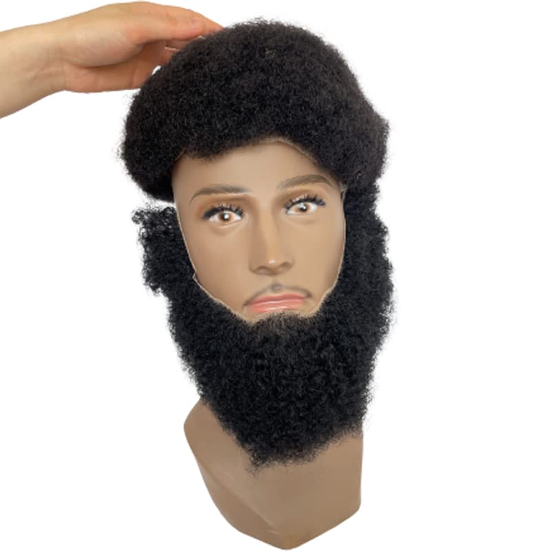 Miniatura 5 de Cabello humano rizado afro, bigote para hombres negros americanos, base de encaje de maquillaje realista, sistema de reemplazo de 12 x 3 pulgadas