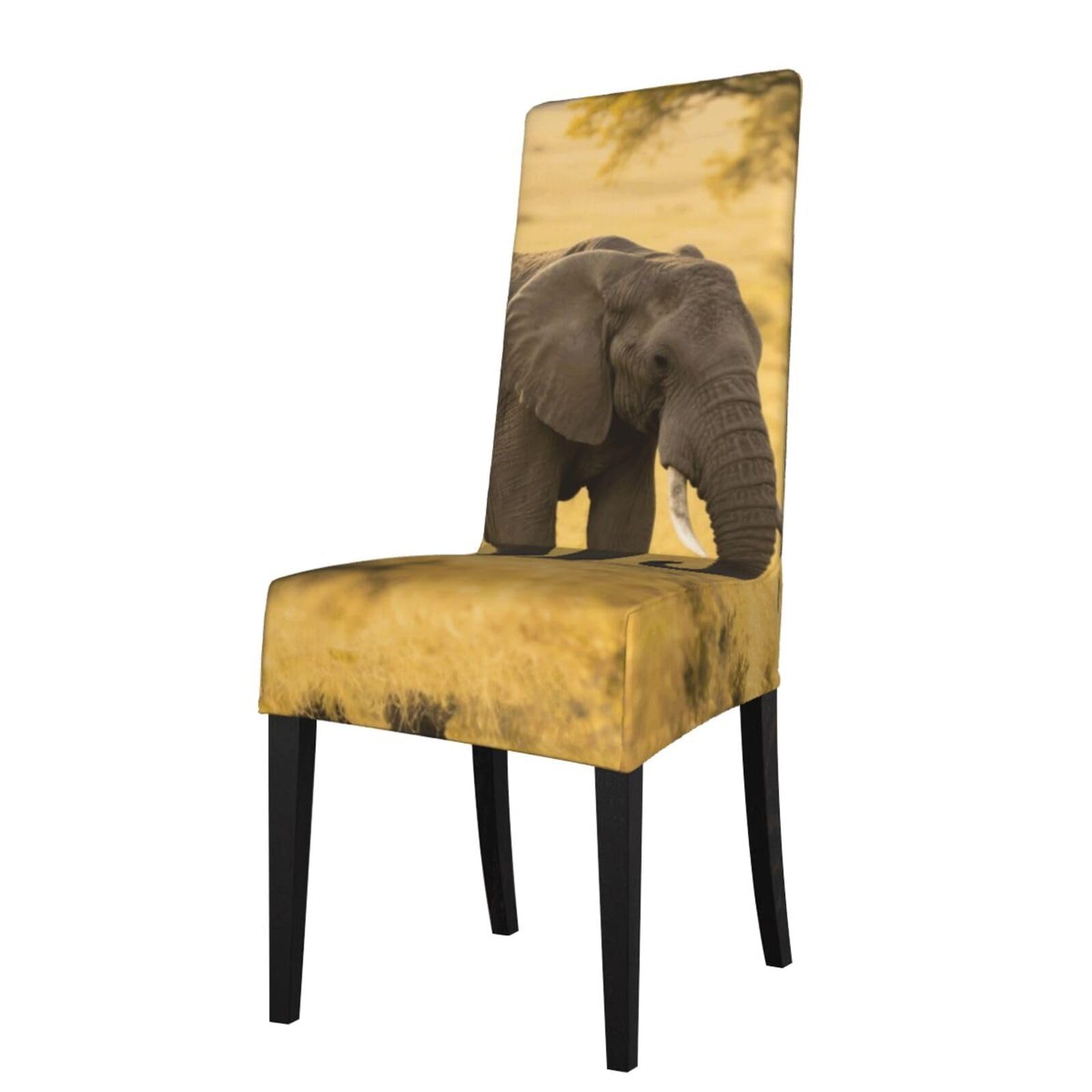 Fodpand Black Elephant Dining Room Chair Cover Stretch Parsons Chair Slipcovers Removable Washable Chair Protectors Cover High Elastic Seat Protector For Home,Kitchen, Hotel, Banquet