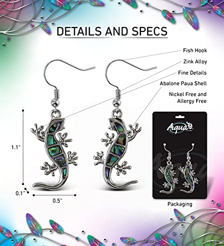 Gecko Earrings Jewelry - Authentic Dangle Hook Earrings Made with Natural Paua Abalone Shell - Unique Colorful Jewel For Women & Teens For Daily, Casual & Formal Occasions2
