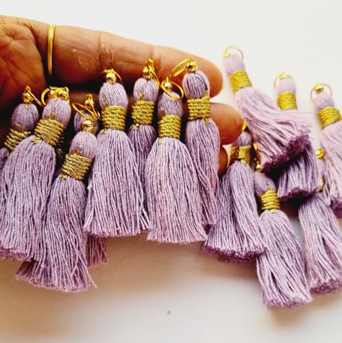 Image of Zippy Flora Micro 1.5 inch Length Cotton Handmade Tassels for Saree /Blouse /Dupatta /DIY /Decor (Pack of 12) (Lavender)
