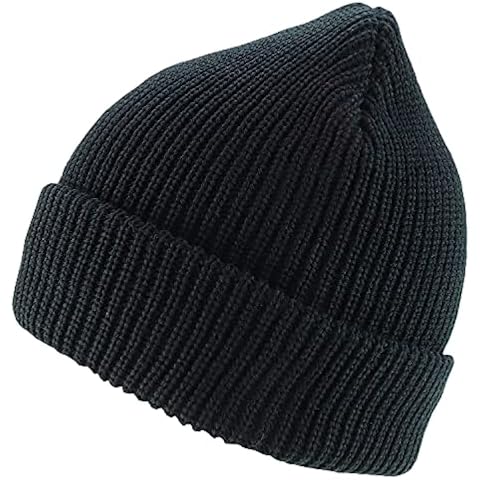 Armycrew 100% Acrylic Oversized XXL Thick GI Watch Cap Ribbed Knit Beanie Hat - Black - 2XL Cover