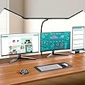 Pzloz Led Desk Lamps for Home Office - Eye Caring Architect Lamp with Clamp, Double Head Computer Monitor Gooseneck Desk Light with Remote Control: 24W Flexible Dimmable Desktop Table Lamp