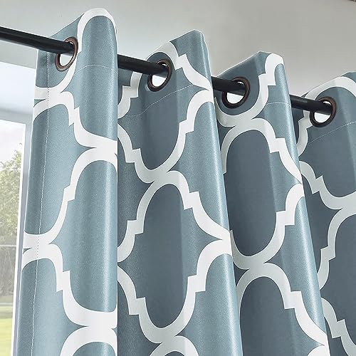 Marocchino Fashion Room Darkening Blackout Grommet Top Tende Poliestere e Misto Teal 52x63 pollici