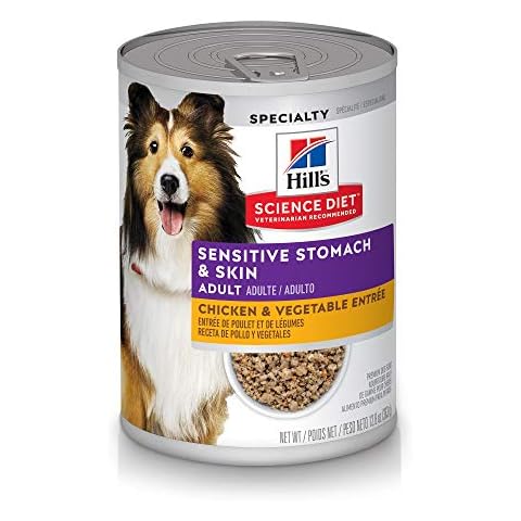 Hill's Science Diet Wet Dog Food, Adult, Sensitive Stomach & Skin, Chicken & Vegetable Entrée, 12.8 oz. Cans, 12-Pack Cover