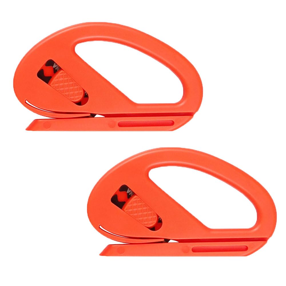 2 Pack Wrapping Paper Cutter, Sliding Gift Wrap Cutting Tool Effortless Film Cutter Letter Opener for Christmas, Halloween, Birthdays, Holiday - Orange