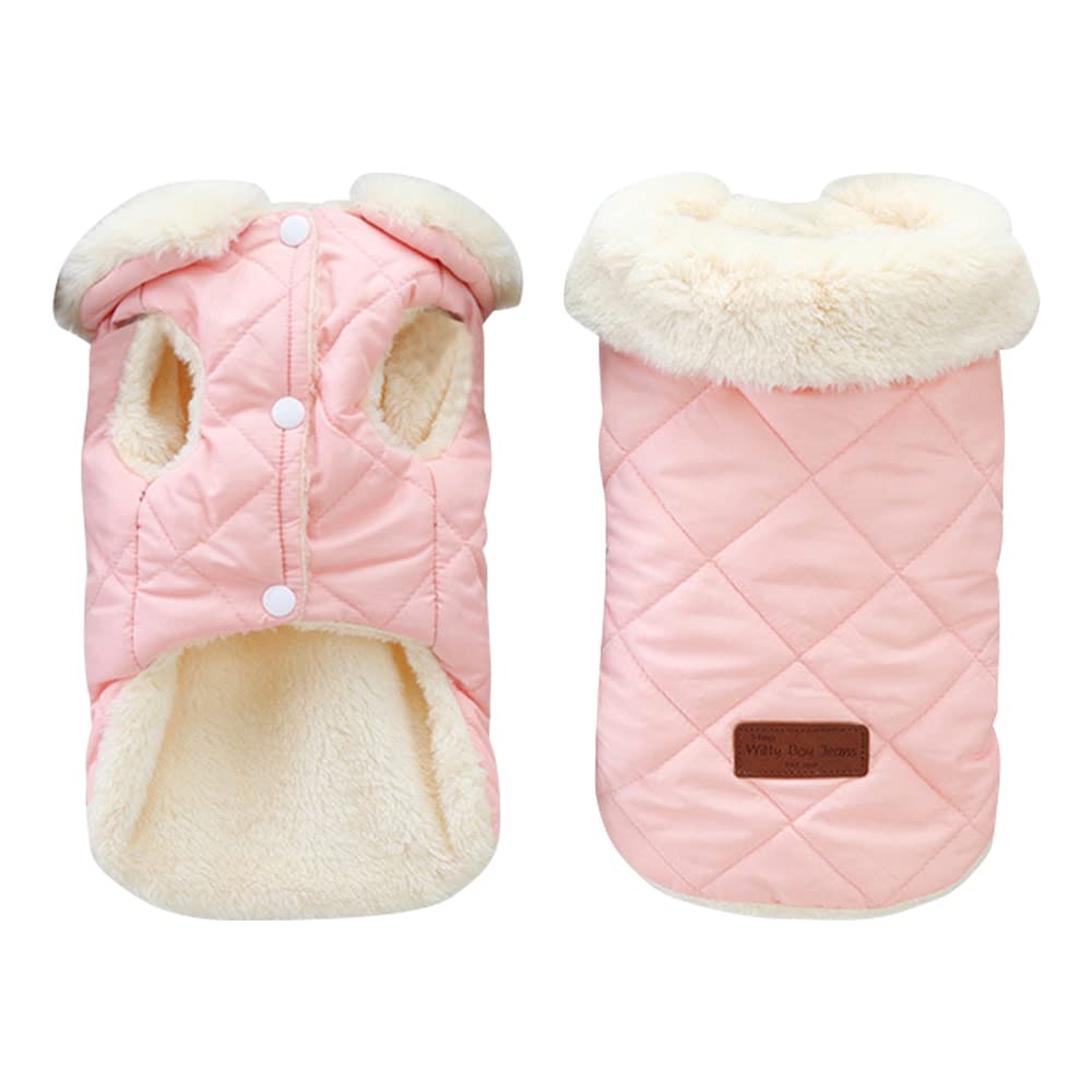Fleece Padded Puppy Dog Coat, Waterproof Winter Jacket for Small to Large Dogs (M, Pink) — image 1