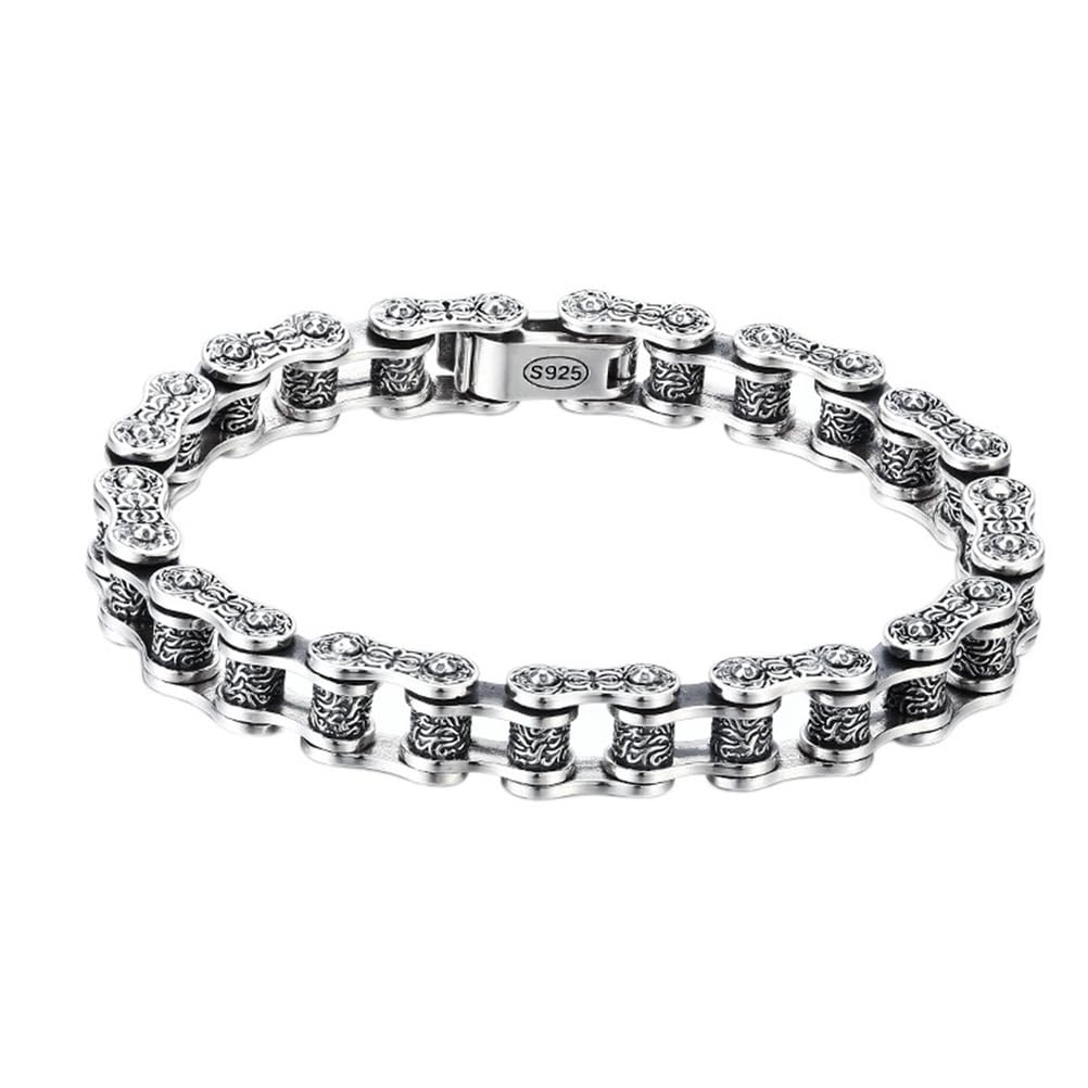 LYGXWJFC S925 Sterling Silber Biker Kette personalisiertes Armband, Herren Tangleweed Vintage Armband
