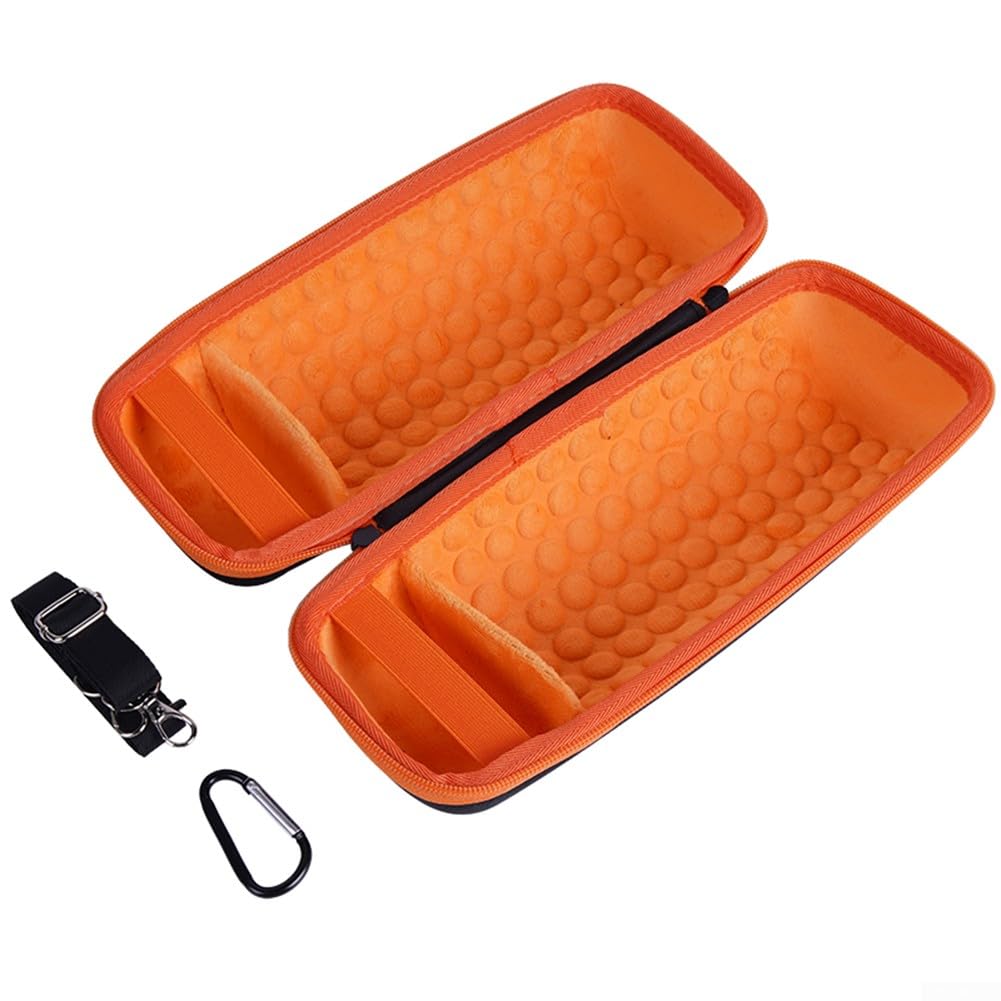 EVA Hartschalen Tasche für JBL Charge 6 Lautsprecher, für stoßfest Schutzhülle mit Schultergurt und Karabiner, Tragetasche für Reisen und Outdoor, Grau(Orange)