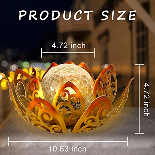 Afirst Solar Lights Outdoor, Lotus Lamp Garden Decor Metal Crackle Glass Solar Lantern Decorative Waterproof Tabletop Landscape Path Light Led Table Light For Patio,Lawn,Walkway,Tabletop,Pathway #TOP5