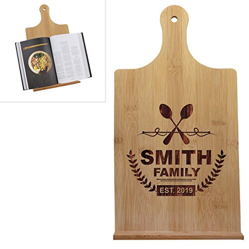 Custom Engraved Cookbook Stand - Personalized Recipe Cook Book Holder - Wood Housewarming Kitchen Chef Gift (Vertical - 7.25" X 13.25") #TOP7