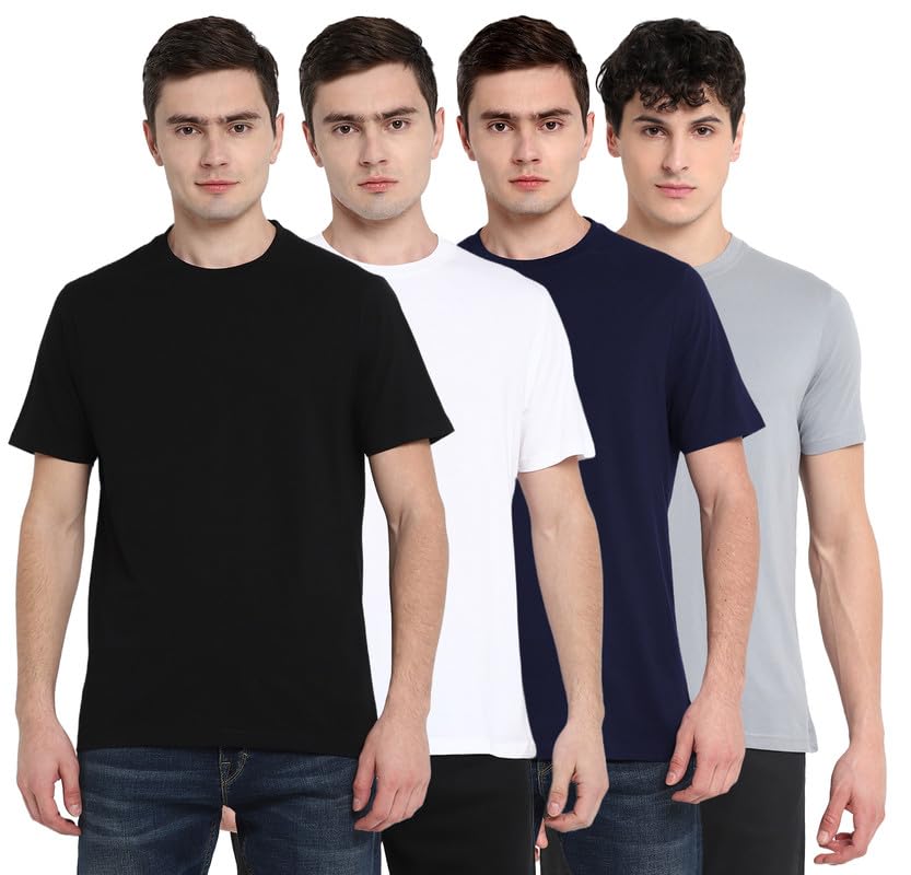 aventura outfitters Men's Round Neck 100% Cotton Regular Fit T-Shirt (Pack of 4)-picture-44