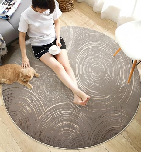 Tapis de salon rond gris 60cm au motif d'ondulation de l'eau moderne