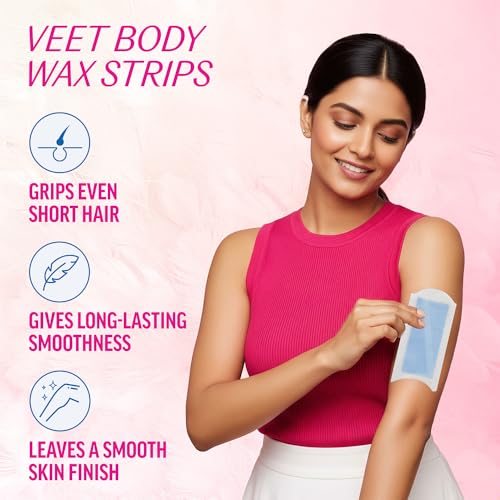 Image of Veet Full Body Waxing Strips Kit - Sensitive Skin, 20 Strips (Pack of 3) with Face Wax Strips, 4 strips (Pack of 3) | Painless, Quick & Gentle Hair Removal