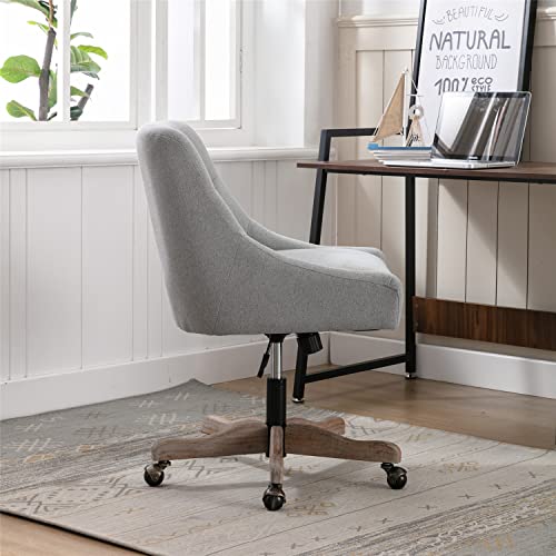 Jins&Vico Swivel Home Office Chair With Button Tufted Back, Height-Adjustable Desk Chair With Soft Seat, Accent Task Chair Executive Chair, Gray #TOP3