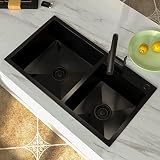 Lifezcime 30.7*16.9*8.5"Drop in Black Kitchen Sink, Undermount 60/40 Double Bowls,11 Gauge 304 Stain