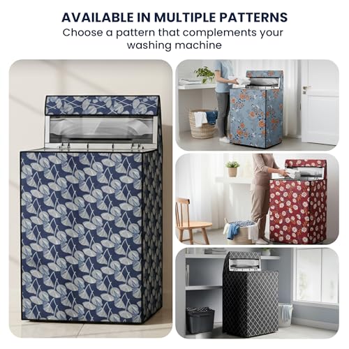 Image of Robustt Top Load Fully Automatic Washing Machine Cover for 6 kg, 6.5 kg, 7kg & 7.5 kg (Printed) | Waterproof & Dustproof Polyester Fabric with Zipper | Protection Cover | 59 x 59 x 86 cm