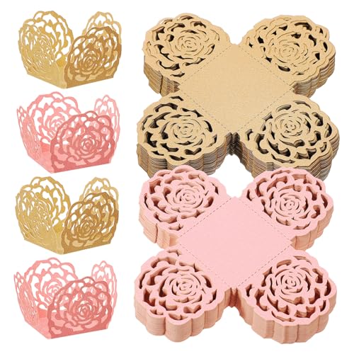 MUCKLILY 100pcs Chocolate Truffle Wrappers Hollow Design Elegant Cupcake Liners for Weddings Birthdays and Parties Combination