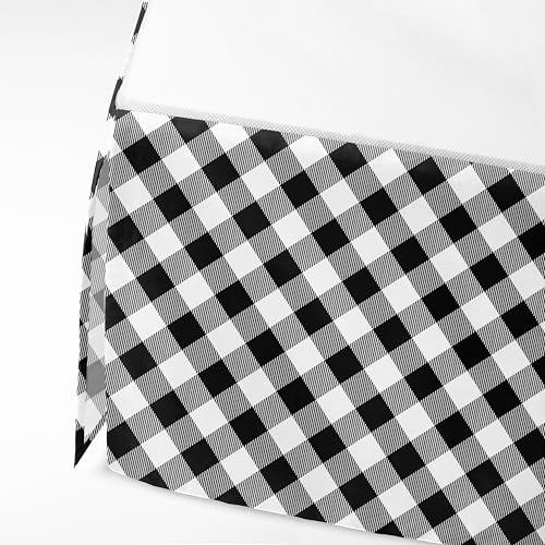 Crib or Toddler Tailored 13 inch Drop Cotton Percale Bed Skirt, Lumberjack White/Black Buffalo Plaids Print