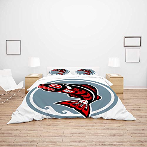 Parure de lit 3 pièces poisson avec housse de couette et taies d'oreiller - 4