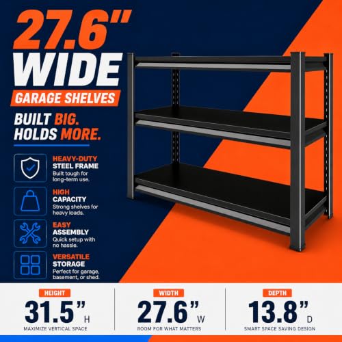 Image of Fish Tank Stand, Freestanding Aquarium Stand with Storage Shelves for Living Room and Office, Heavy Duty Metal Fish Tank Table Fits 20-29 Gallon Terrariums, Black, 3-Tier, 31.5 inchHx27.6 inchWx13.8 inchD