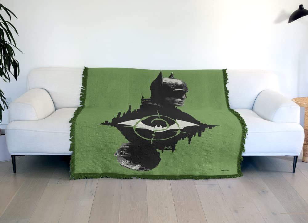LOGOVISION The Batman (2022) Blanket, 50"x60" The Batman and The Riddler Mirrored Woven Tapestry Cotton Blend Fringed Throw