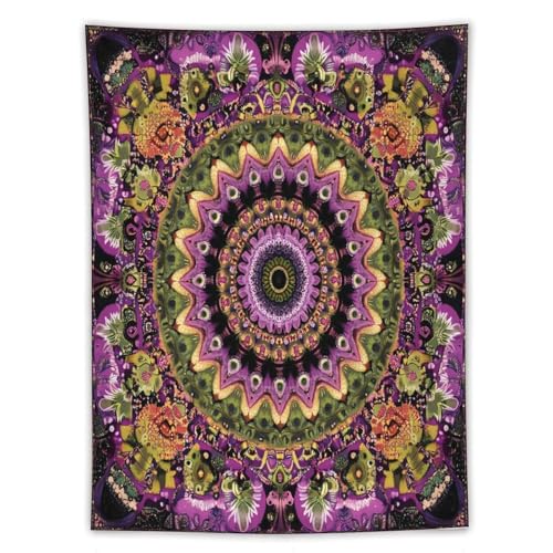 Tapiz colgante con patrón caleidoscópico morado para una decoración divertida
