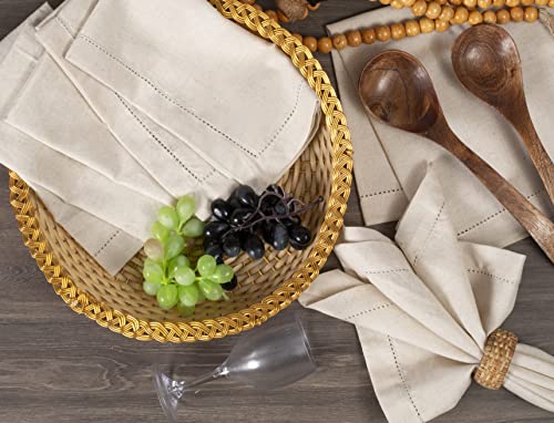 Flax Linen Cotton Cloth Dinner Napkin 20"X20" With Holes Natural,Wedding Napkins,Cotton Napkins Mitered Corners,Machine Washable Dinner Napkins,Linen Napkins Set Of 12|Table Napkins,Boho Cloth Napkin #TOP3