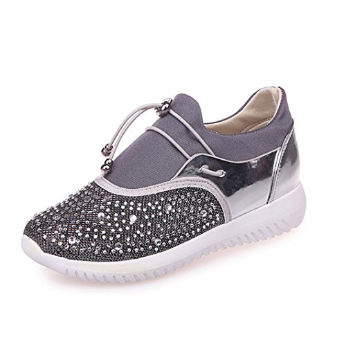 Preisvergleich Produktbild Mode Turnschuhe,Unisex Absolute Männer Frau Laufschuhe Atmungsaktiv Turnschuhe Sneaker Männer Casual Sportschuhe Patchwork Reise Schnürschuhe Sportschuhe (EU:35 / CN:36, Silber)
