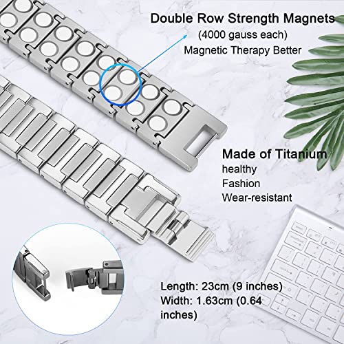 Magnetarmband für Herren JEROOT aus reinem Titan mit 4000 Gauss