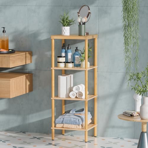 AmazerBath Bamboo Bathroom Shelf, 4-Tier Bathroom Storage Shelf, Multifunctional Storage Rack for Living Room Bedroom Kitchen, Space Saver AmazerBath Bamboo Bathroom Shelf, 4-Tier Bathroom Storage Shelf, Multifunctional Storage Rack for Living Room Bedroom Kitchen, Space Saver