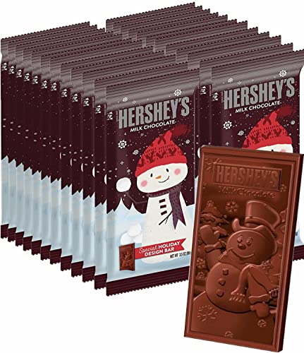 Hershey's Milk Chocolate Winter Seasonal Candy Bulk, Individually Wrapped, 24 Pack, 3.5 Oz, Hershey's Giant Snowman Chocolate Bar, Solid Giant Milk Chocolate Candy Bar Individually Wrapped In Snowman Wintertime Packaging #TOP12