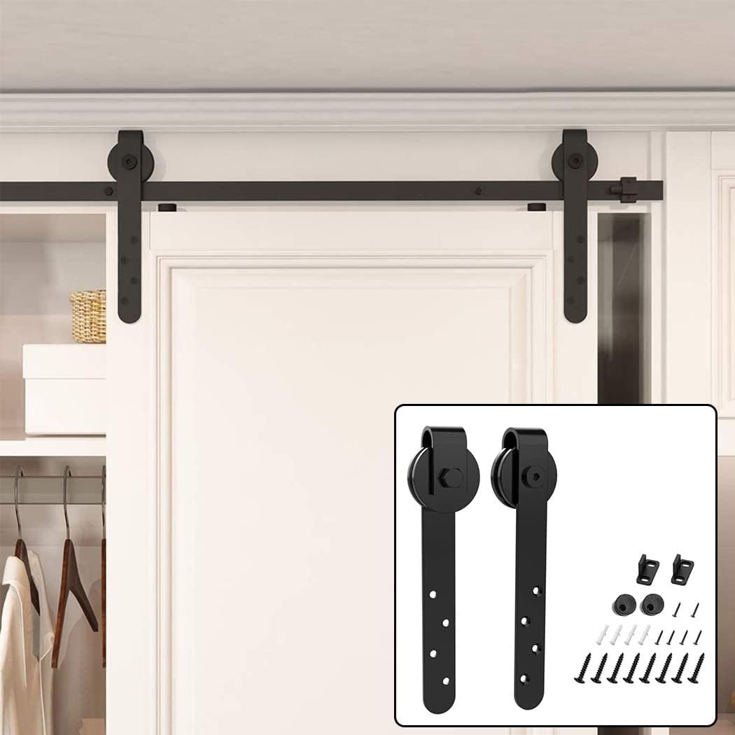 Door Hardware Track Kit Mini Sliding Barn Door Hardware Kits for Cabinet Doors Rail Set Smooth Silent Door Roller Rail for Single Door Hardware Doors (Color : C) (A)
