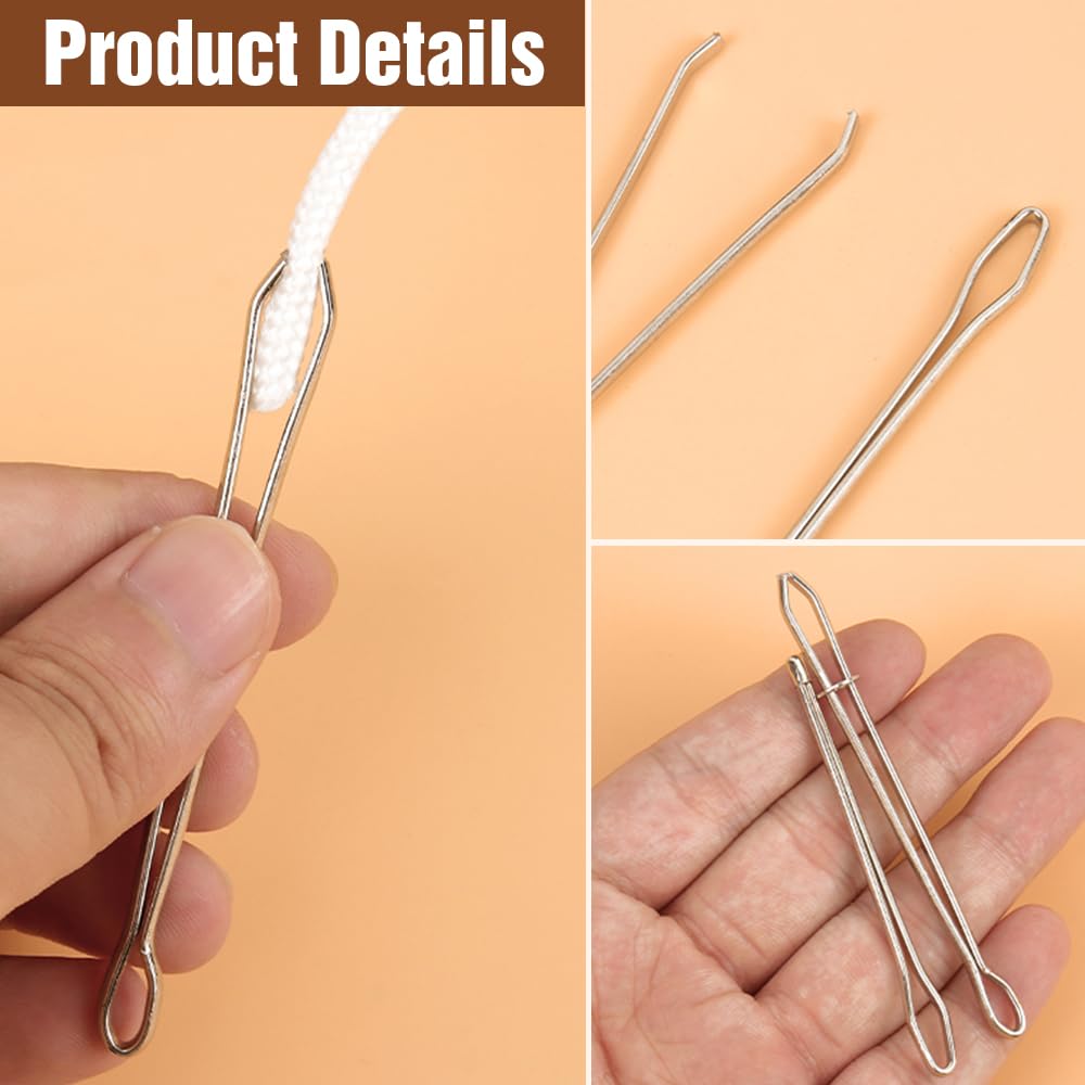 8 clips de enhebrador de cuerda, juego de herramientas de enhebrador de cordón, ganchos giratorios de metal fácil de tirar con pinza herramienta de costura para reemplazo de cordón para sudaderas,