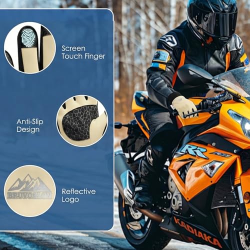 Image of Bruvoalon Winter Gloves for Women & Men, 3M Thermal Insulation, Lycra Fabric, Touchscreen, Anti-Slip