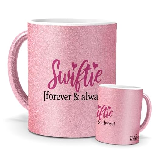 Tazas Únicas | Taylor Swift Forever | Edición Especial Purpurina Rosa | Mensaje Auténtico para Fans | Cerámica Glam Rosa | Tazas para Café, Té o Infusiones | Regalo Fan de Taylor Swift | 350 ML