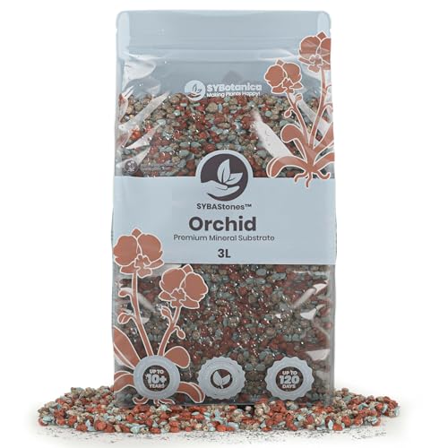 Sybotanica - Orchidées minéral Mix - Substrat minéral SYBAStones - 100% sans sciarides - Dure des années - ~120 Jours de nutriments - pour Fans de Plantes d’intérieur recherchant Peu d’Entretien