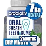 Probiotiv Oral Probiotics for Mouth Bad Breath 7 Billion CFU - Chewable Dental Probiotics for Teeth & Gums, Fresh Breath Freshener & Dry Mouth...