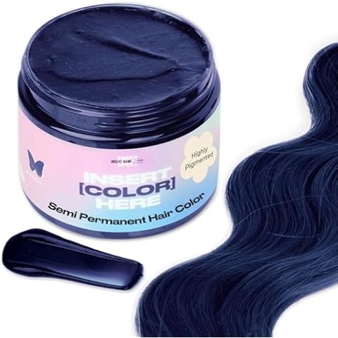 INH Semi Permanent Hair Color | Color Depositing Conditioner | Blue Black Hair Dye | No Bleach & No Peroxide Temporary Tint for Women & Men | Vegan, Ammonia Free, & Sulfate Free | Ready to Use, 6oz Cover