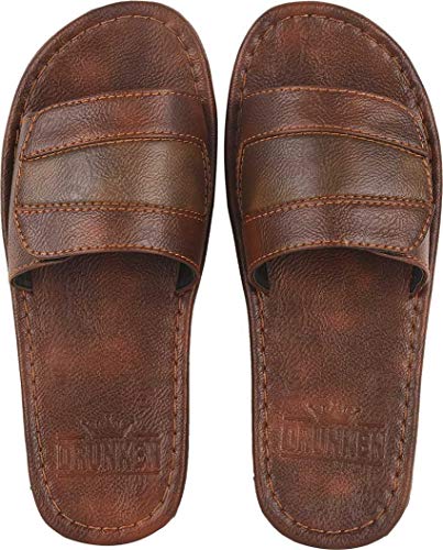 Image of DRUNKEN Slippers For Mens Synthetic Leather Slides Flips Flops non slip