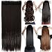 Clip in/on Hair Extension 5 Clips One Piece Full Head Hairpiece Long Synthetic Heat-Resistant Hair For Party/Halloween For Women Girls Teen (23"straight, dark brown)