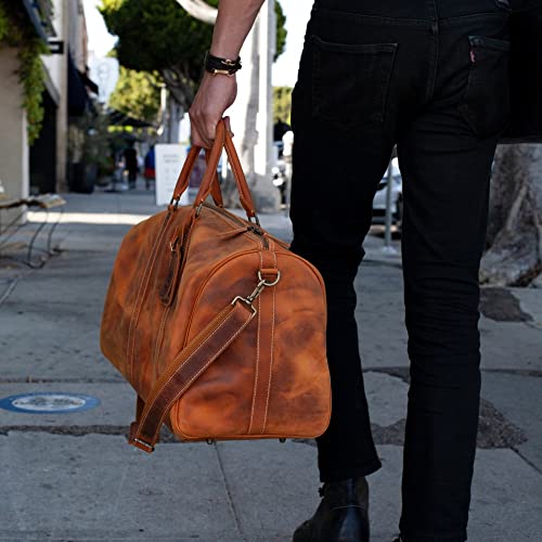 Sac de sport en cuir véritable Londo châtaigne, le cadeau de voyage durable par excellence