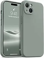 Capa de silicone à prova de choque atualizada para iPhone 15 Plus, [proteção da câmera] [compatível com Magsafe] Forro de microfibra antiarranhões, 17 cm, verde calke