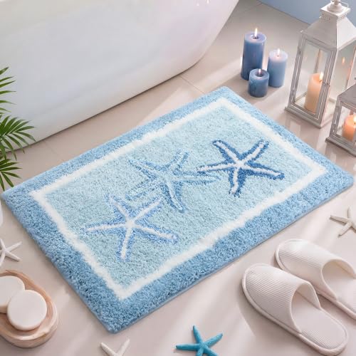 Boao Beach Bathroom Rug Bath Mat Starfish Non-Slip Soft 24 x16 Inches