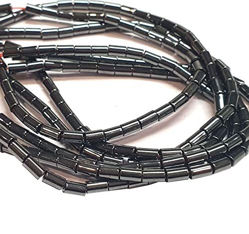 Perlin Pack of 50 Black Hematite Beads 8 x 4 mm for Bracelets Tube No Magnet Hematite Gemstones 38 cm 1 Strand Heishi Beads
