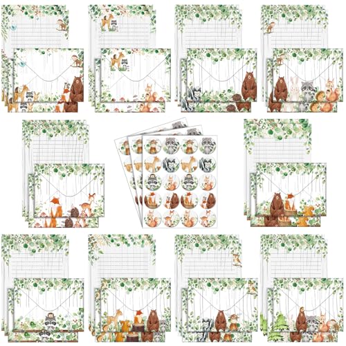 Image of TaoBary 160 Pcs Woodland Animal Stationery Paper and Envelopes Set