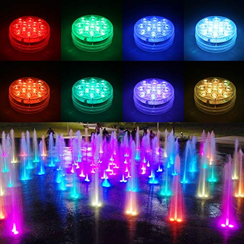 ALED LIGHT Unterwasser LED RGB Lichter, 4 Stück 13 LED Wasserdichte LED Leuchten Multi Farbwechsel Teichbeleuchtung mit Fernbedienung, 4 x Saugnapf, LED Licht für Vase Base Pool Fisch Tank Dekoration