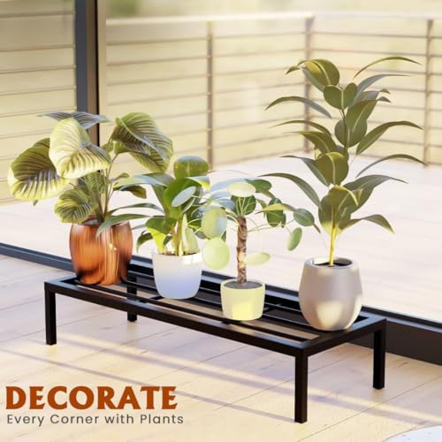 Image of Giore Heavy-Duty Thick Metal Plant Stand 2 Pcs | Rust-Proof | Plant Stand for Balcony, Living Room, Garden & Outdoor Dcor | Sturdy Flower Pot Holder for Planters (Black, Set of 2)