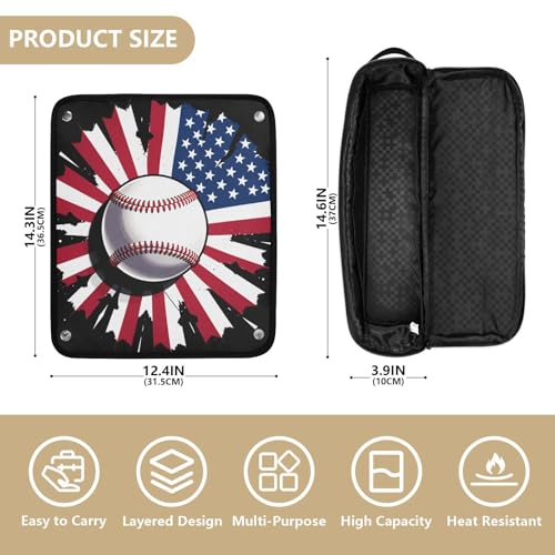 Bolsa organizadora de viaje 2 en 1 para plancha de pelo y rizadora con tapete resistente al calor impermeable, protector para planchas y secadores de pelo, diseño bandera americana para mujeres miniatura 4