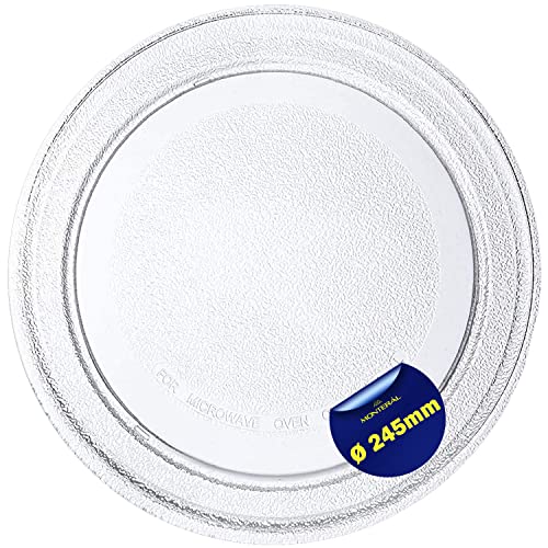 Plato Microondas Universal Ø 24,5 cm es de Vidrio Resistente Apto para LG Plato Giratorio de 245 mm Garantía de 10 Años - Monteral