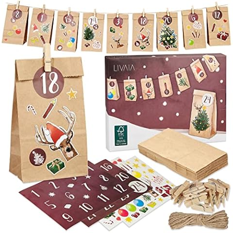 Adventskalender zum Befüllen : 2022 Adventskalender zum Selbstbefüllen mit Adventskalender Tüten - DIY Adventskalender Erwachsene, Adventkalender Kinder - Adventskalender zum Selber Befüllen LIVAIA Cover